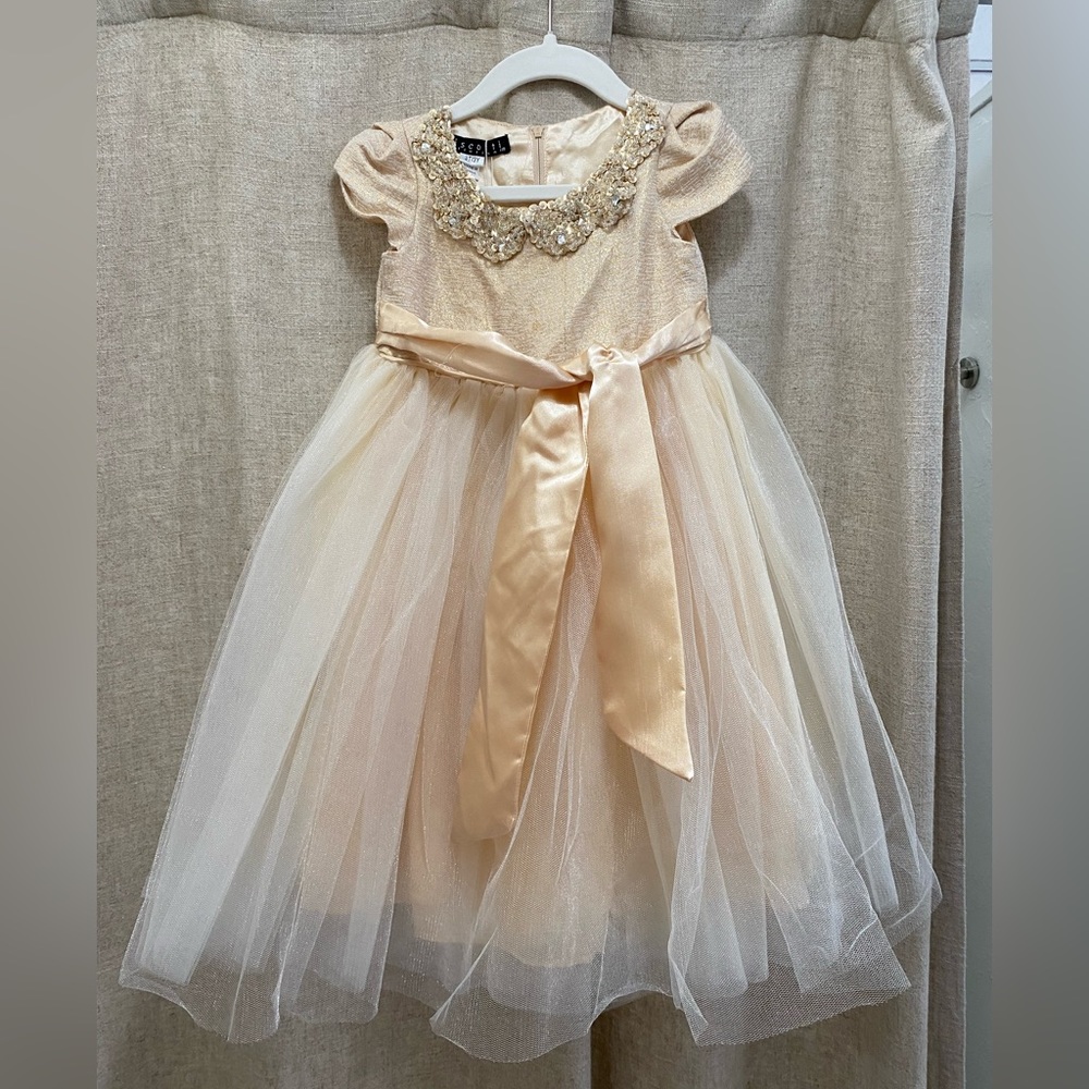 Biscotti girls gold embellished dress! Size 3